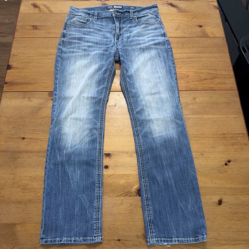 BKE Tyler Jeans Straight Leg Men's 36L Light Wash 32" Inseam 11.5" Rise